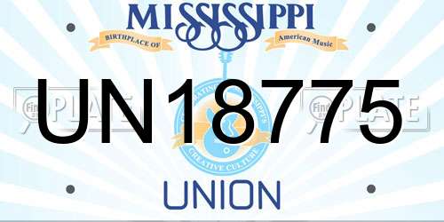UN18775 Mississippi License Plate