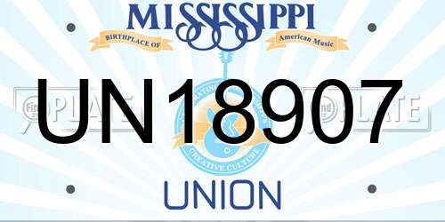 UN18907 Mississippi License Plate