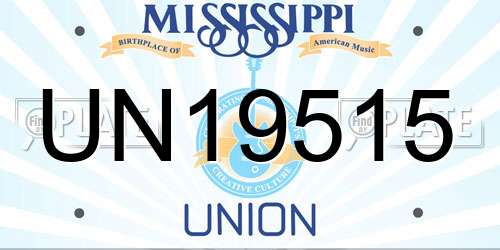 UN19515 Mississippi License Plate