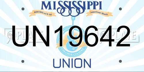 UN19642 Mississippi License Plate