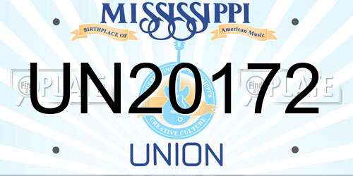 UN20172 Mississippi License Plate