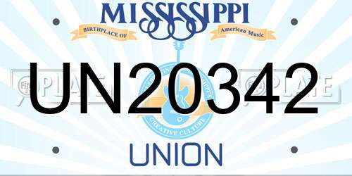 UN20342 Mississippi License Plate