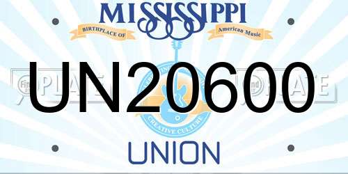 UN20600 Mississippi License Plate