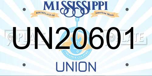 UN20601 Mississippi License Plate