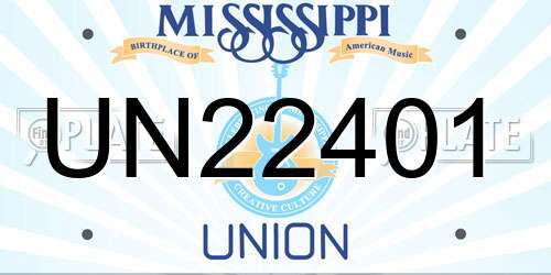UN22401 Mississippi License Plate