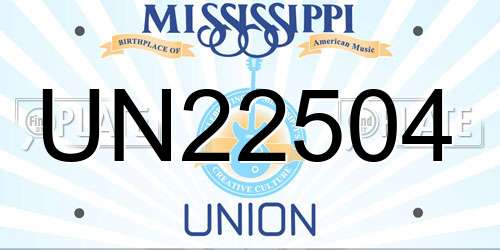 UN22504 Mississippi License Plate