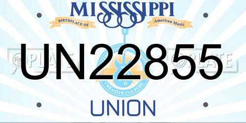 UN22855 Mississippi License Plate