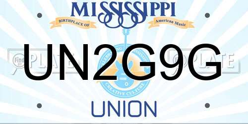 UN2G9G Mississippi License Plate