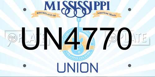 UN4770 Mississippi License Plate