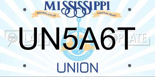 UN5A6T Mississippi License Plate