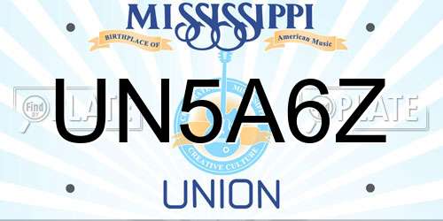 UN5A6Z Mississippi License Plate