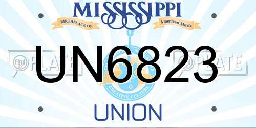 UN6823 Mississippi License Plate