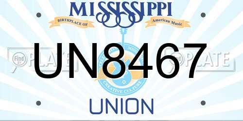 UN8467 Mississippi License Plate