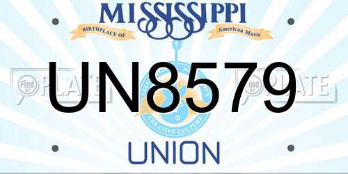 UN8579 Mississippi License Plate
