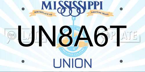 UN8A6T Mississippi License Plate