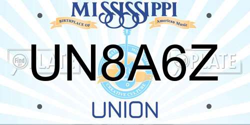 UN8A6Z Mississippi License Plate
