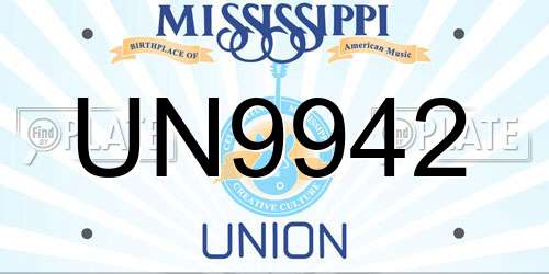 UN9942 Mississippi License Plate