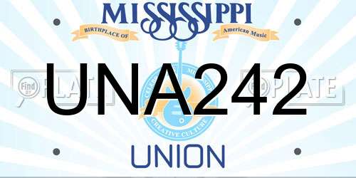 UNA242 Mississippi License Plate