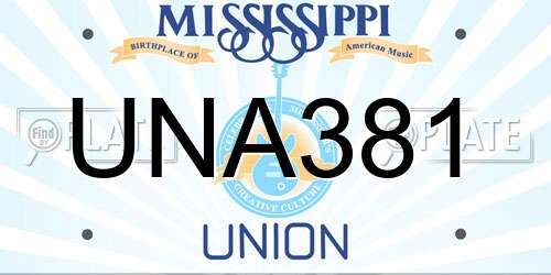 UNA381 Mississippi License Plate