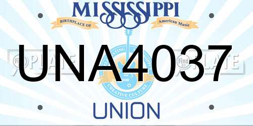 UNA4037 Mississippi License Plate