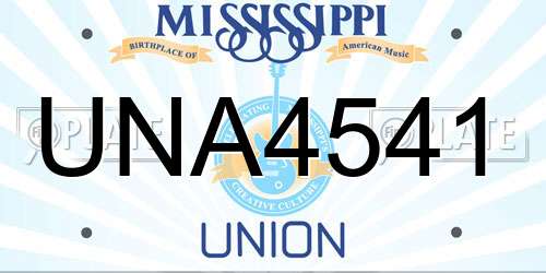 UNA4541 Mississippi License Plate