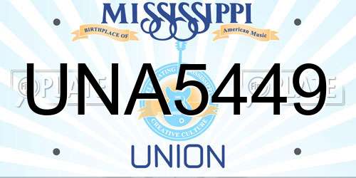 UNA5449 Mississippi License Plate