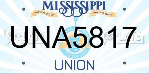 UNA5817 Mississippi License Plate