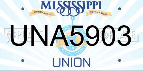 UNA5903 Mississippi License Plate