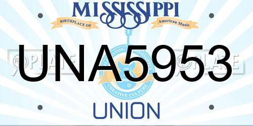 UNA5953 Mississippi License Plate