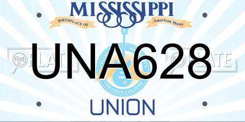UNA628 Mississippi License Plate