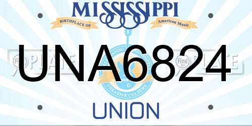 UNA6824 Mississippi License Plate