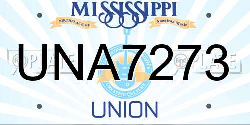 UNA7273 Mississippi License Plate
