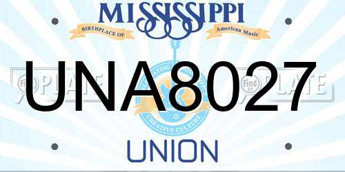 UNA8027 Mississippi License Plate