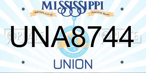 UNA8744 Mississippi License Plate