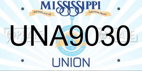 UNA9030 Mississippi License Plate