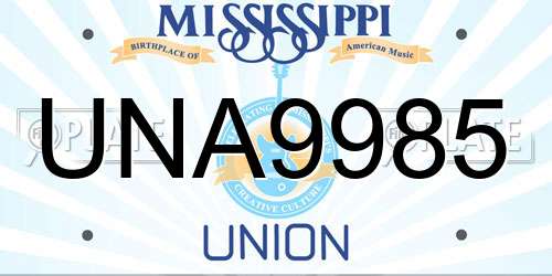 UNA9985 Mississippi License Plate