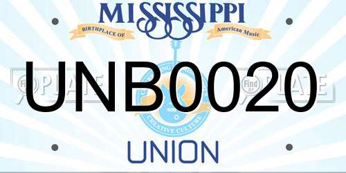 UNB0020 Mississippi License Plate