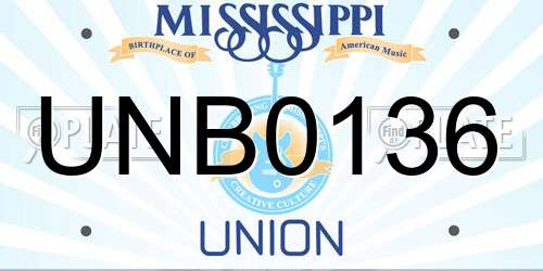 UNB0136 Mississippi License Plate