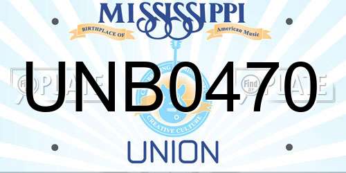 UNB0470 Mississippi License Plate