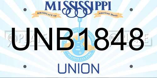 UNB1848 Mississippi License Plate