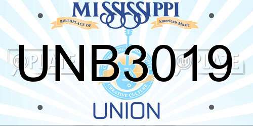 UNB3019 Mississippi License Plate