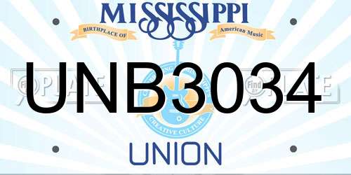 UNB3034 Mississippi License Plate