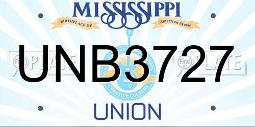 UNB3727 Mississippi License Plate