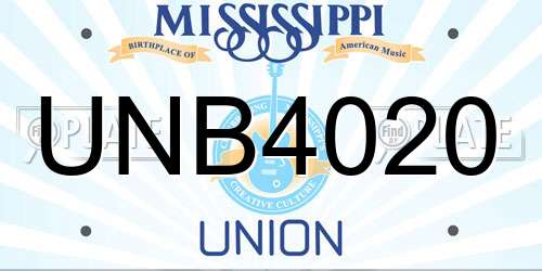 UNB4020 Mississippi License Plate