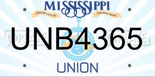 UNB4365 Mississippi License Plate