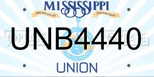 UNB4440 Mississippi License Plate
