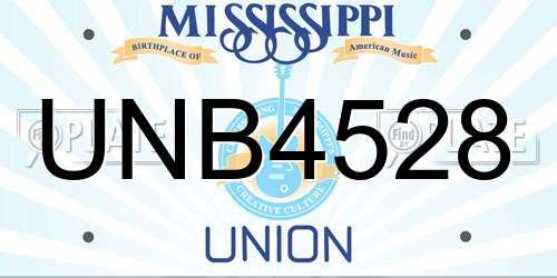 UNB4528 Mississippi License Plate