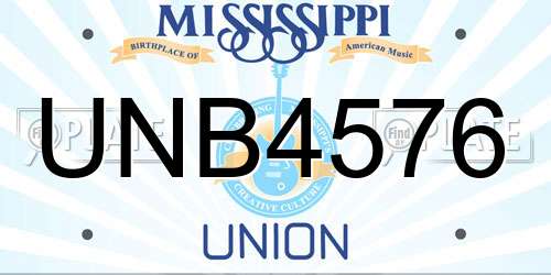 UNB4576 Mississippi License Plate