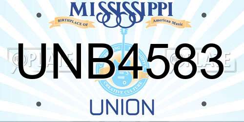UNB4583 Mississippi License Plate