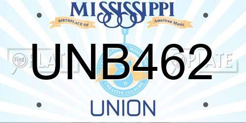 UNB462 Mississippi License Plate